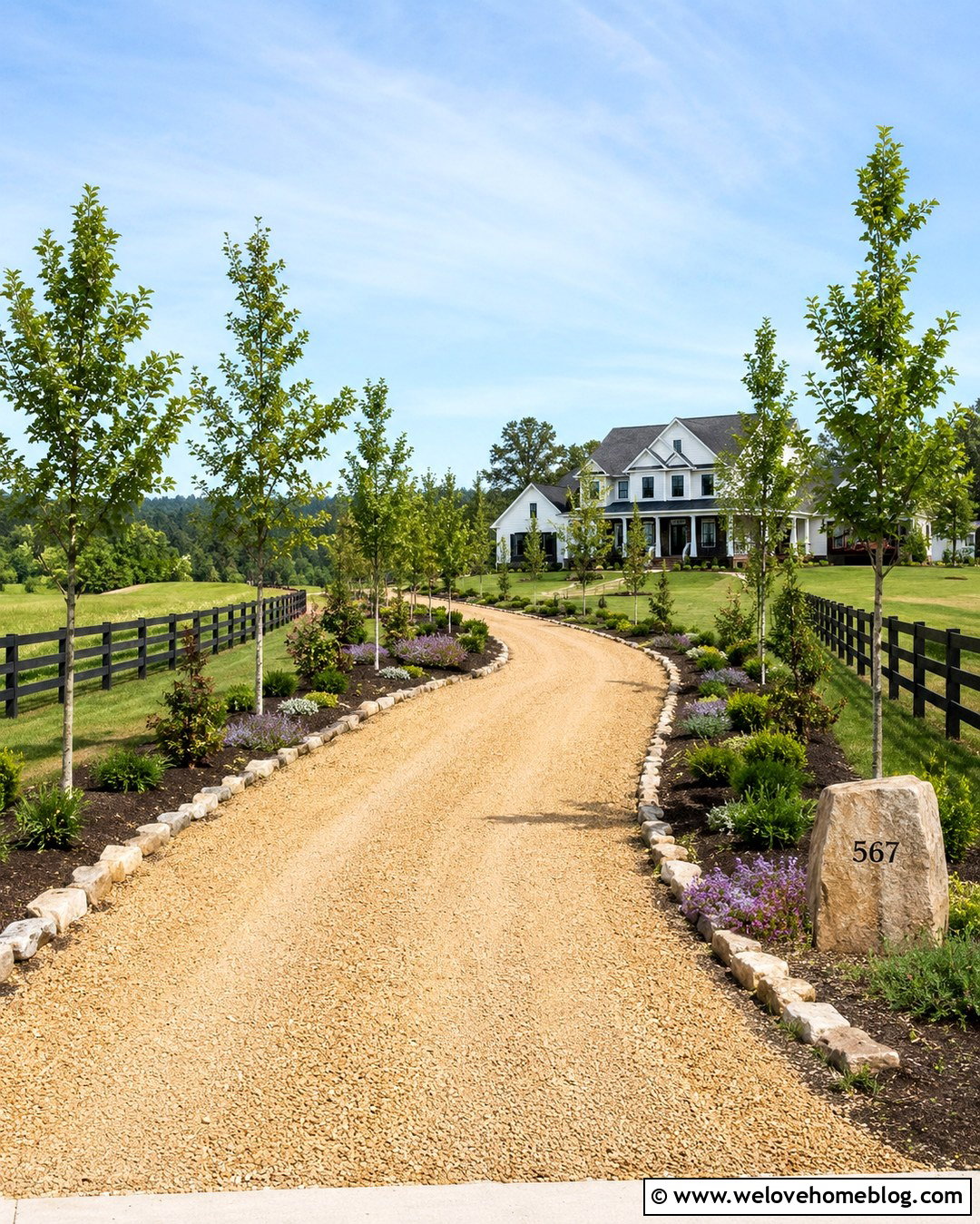 Driveway Strip With Mulch And Small Trees - 20 driveway strip landscaping ideas