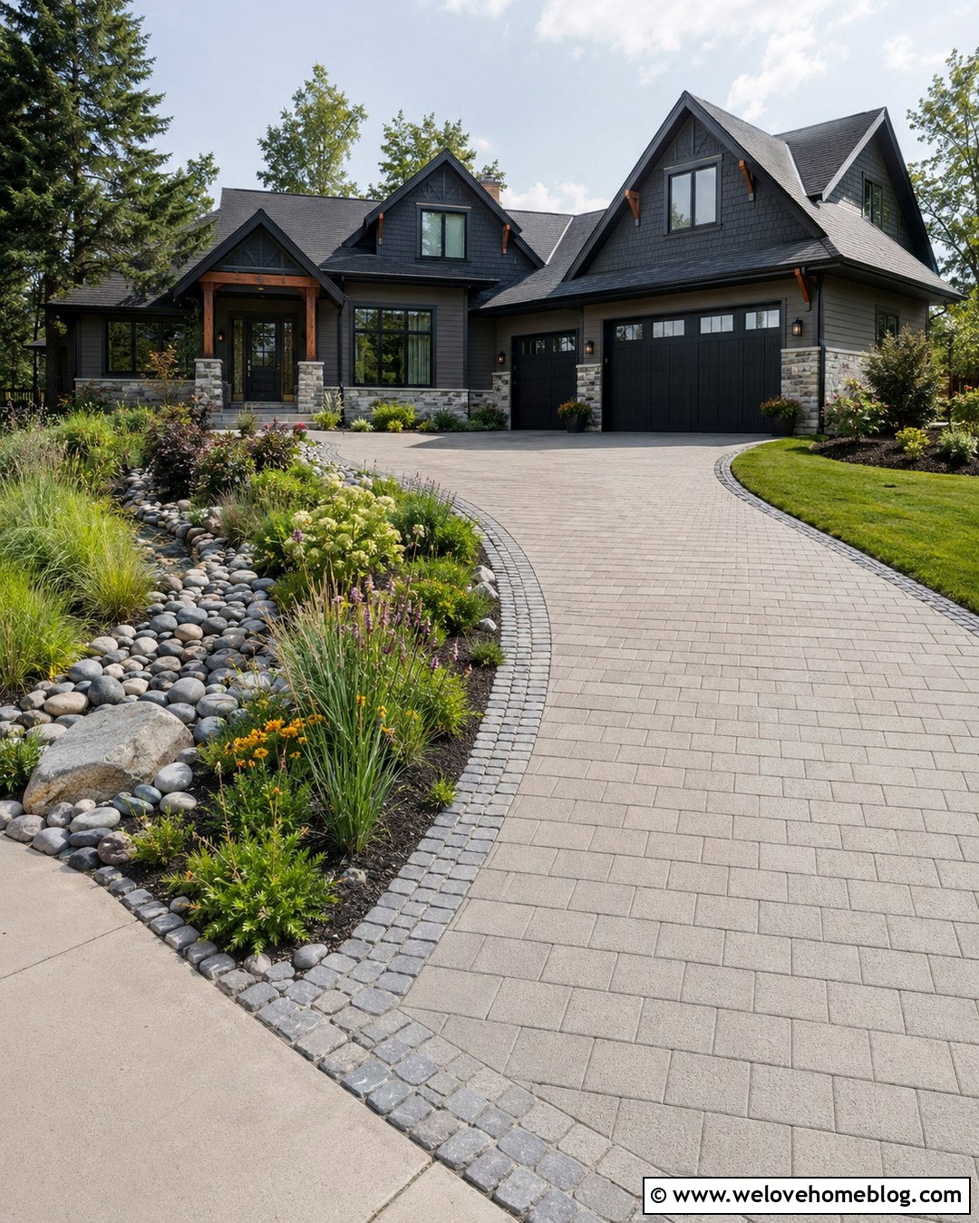 Driveway Strip With Rain Garden Planting - 20 driveway strip landscaping ideas