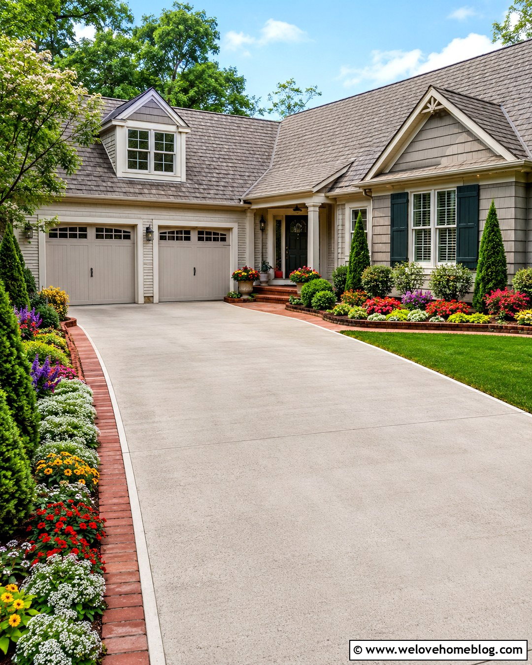 Driveway Strip With Seasonal Flowers - 20 driveway strip landscaping ideas