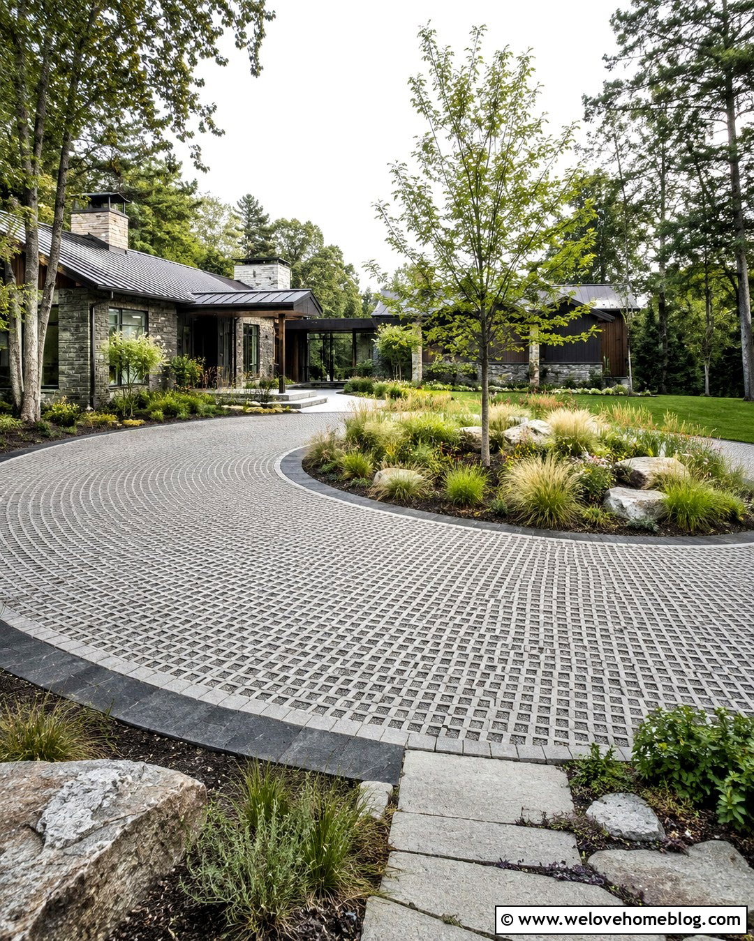 Driveway Turning Circle With Permeable Pavers - 20 Driveway Turning Circle Ideas