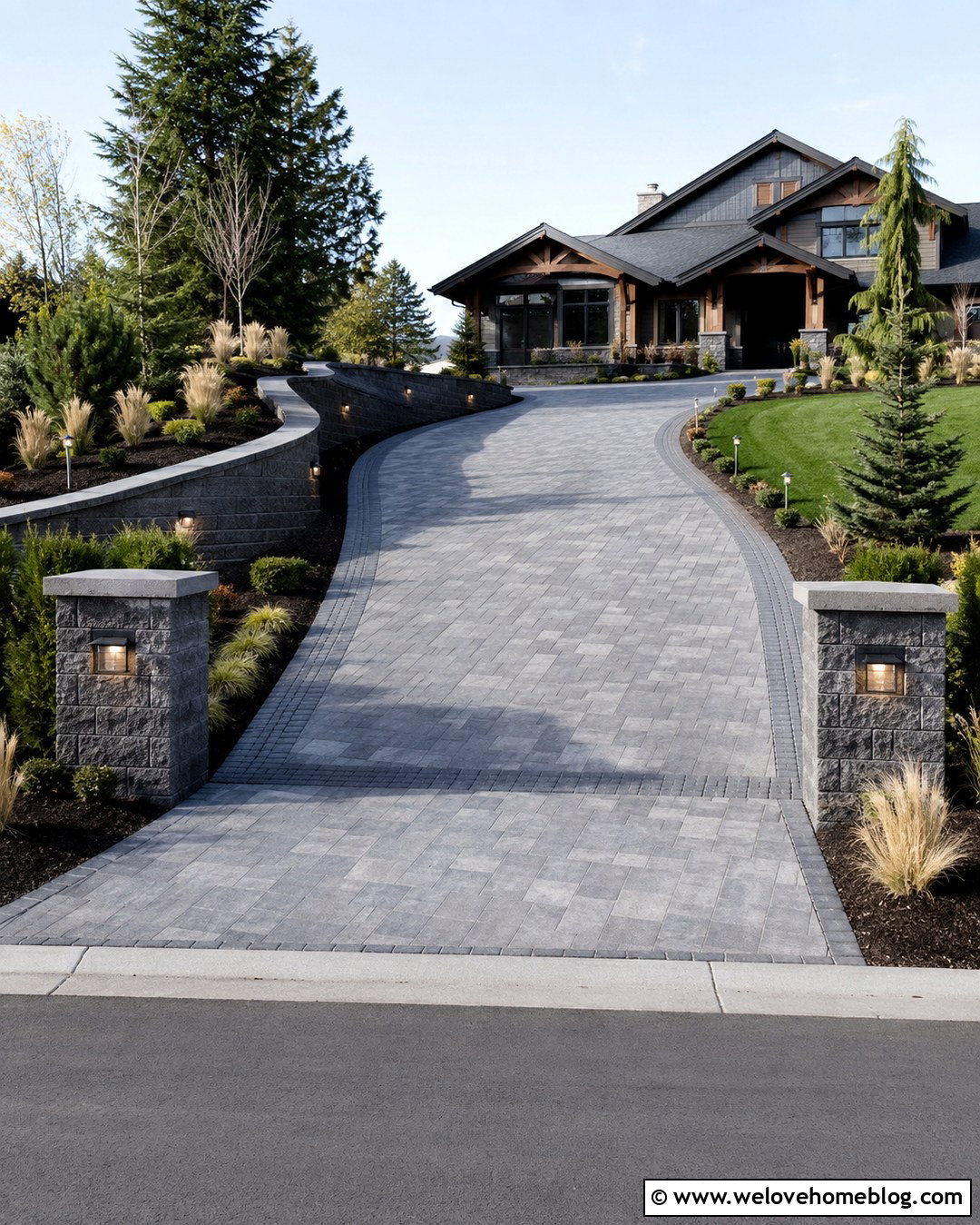 Driveway Wall With Built In Lighting - 20 Driveway Walls Ideas