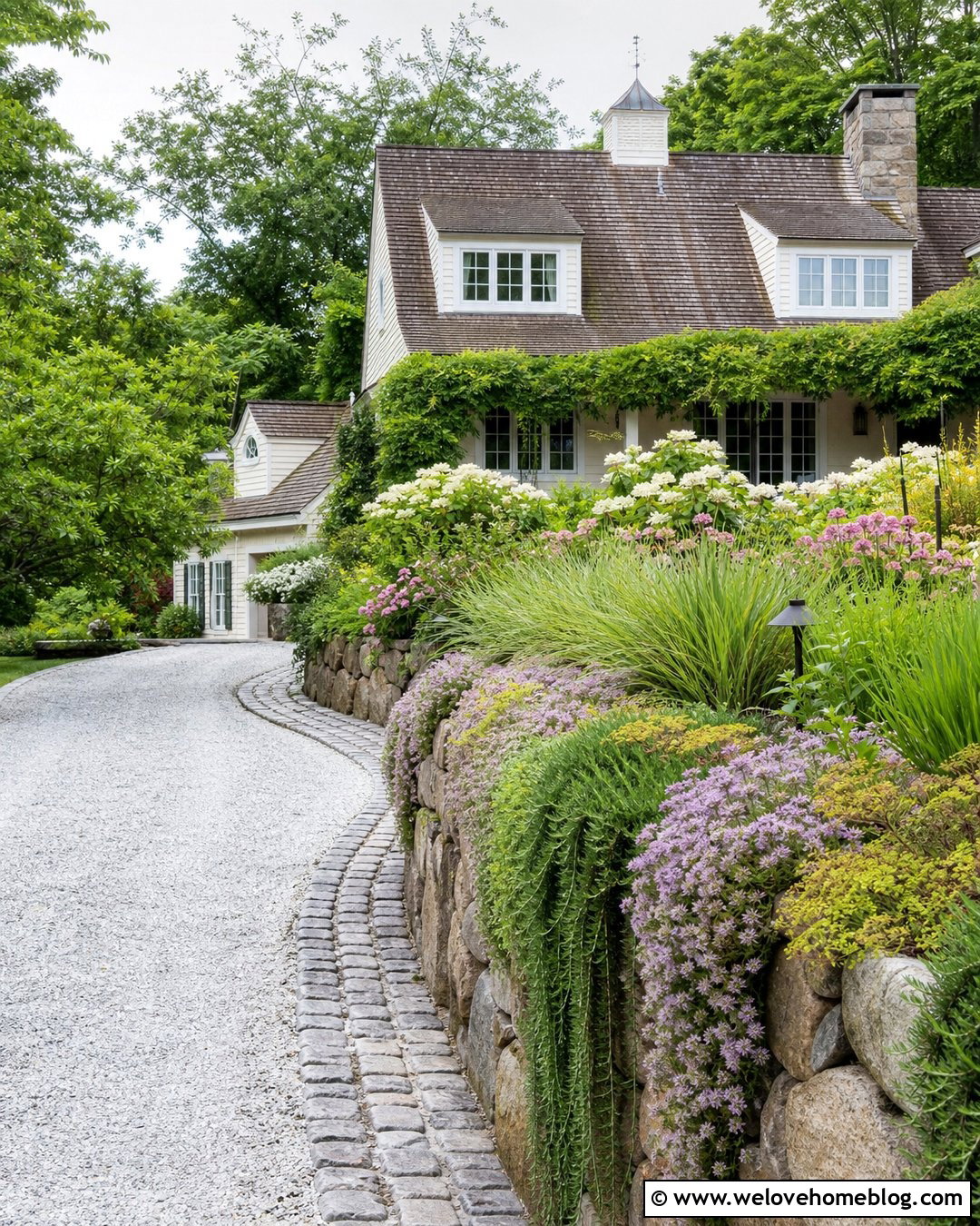 Driveway Wall With Cascading Plants - 30 Driveway Wall Ideas