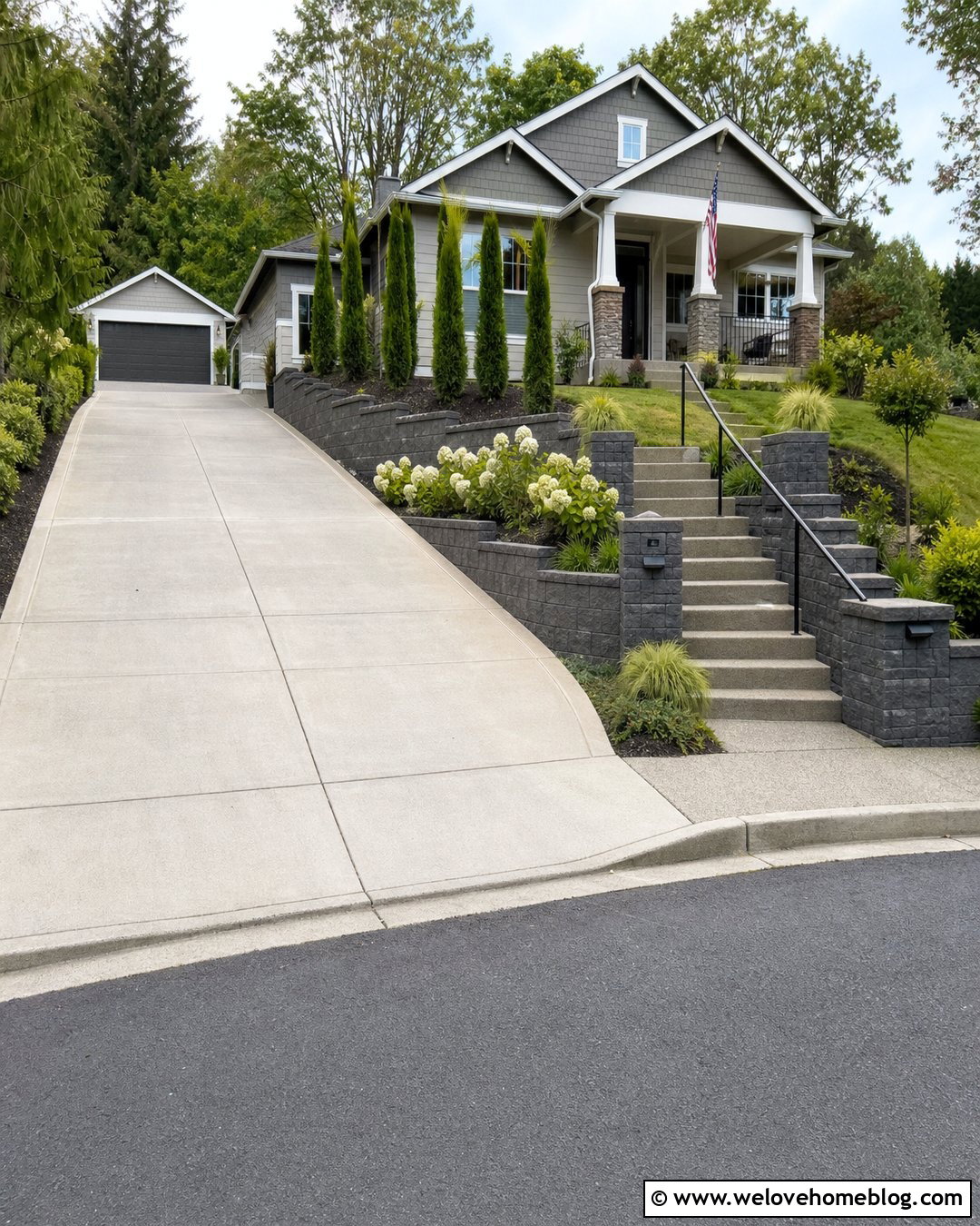 Driveway Wall With Steps - 20 Driveway Wall Project Ideas