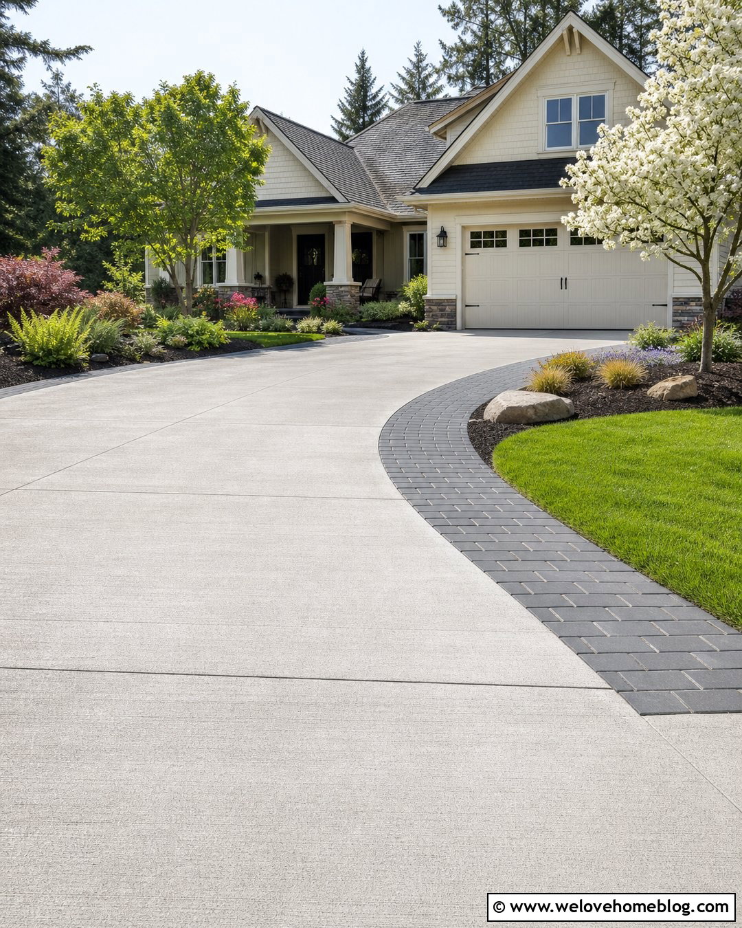 Driveway Widening With A Curved Paver Shoulder - 30 Widening Driveway Ideas
