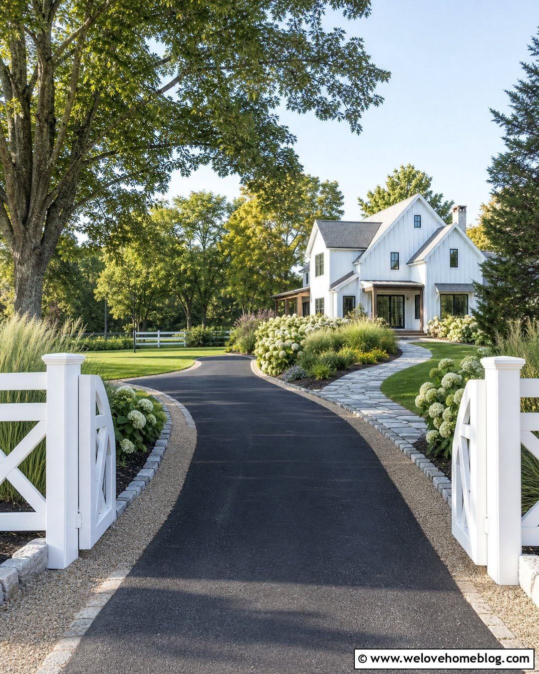 Driveway Widening With A Farmhouse Gravel Extension - 30 Widening Driveway Ideas