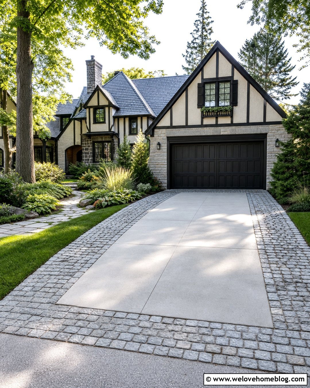 Driveway Widening With Cobblestone Ribbons - 30 Widening Driveway Ideas