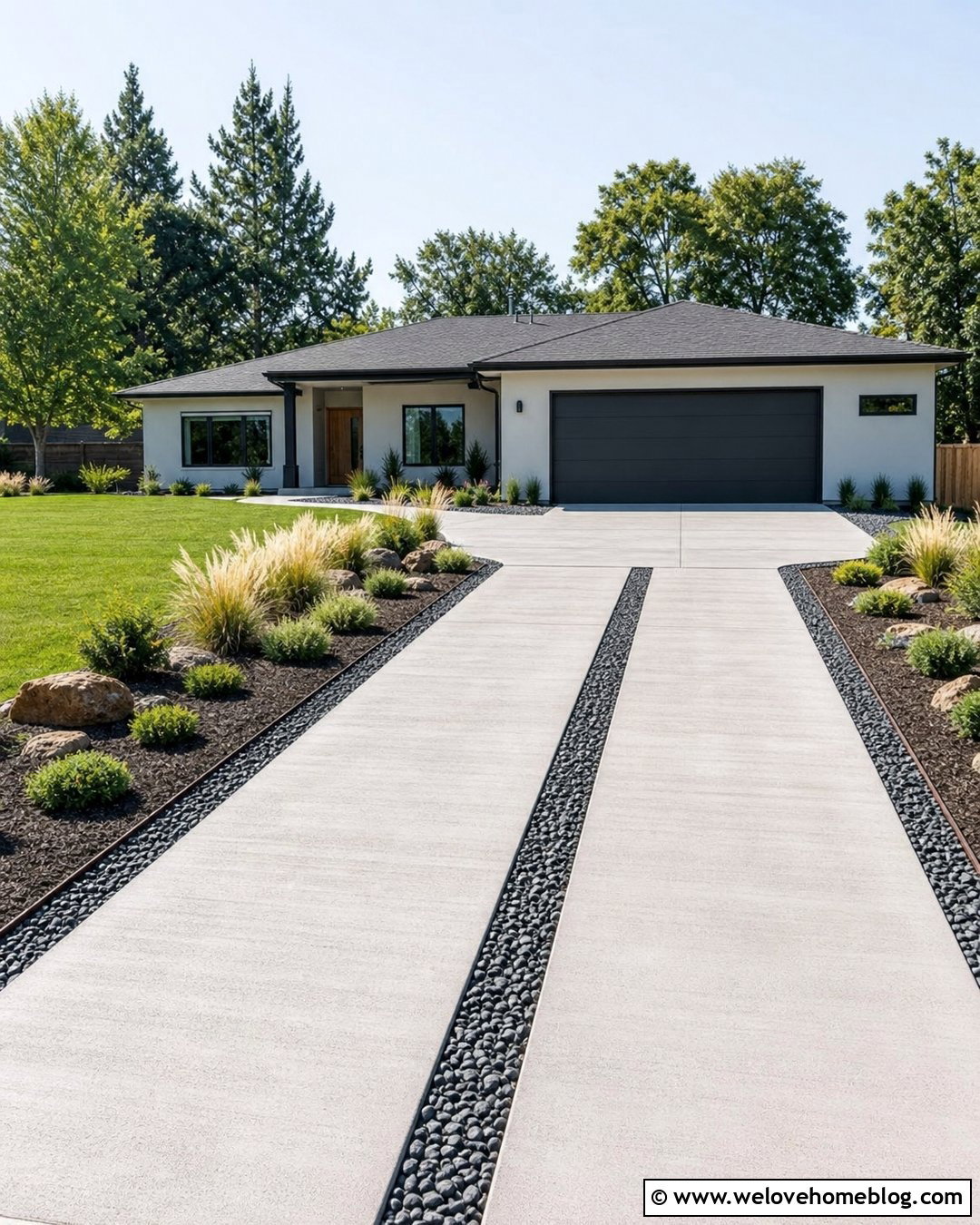 Driveway Widening With Concrete Parking Strips - 30 Widening Driveway Ideas