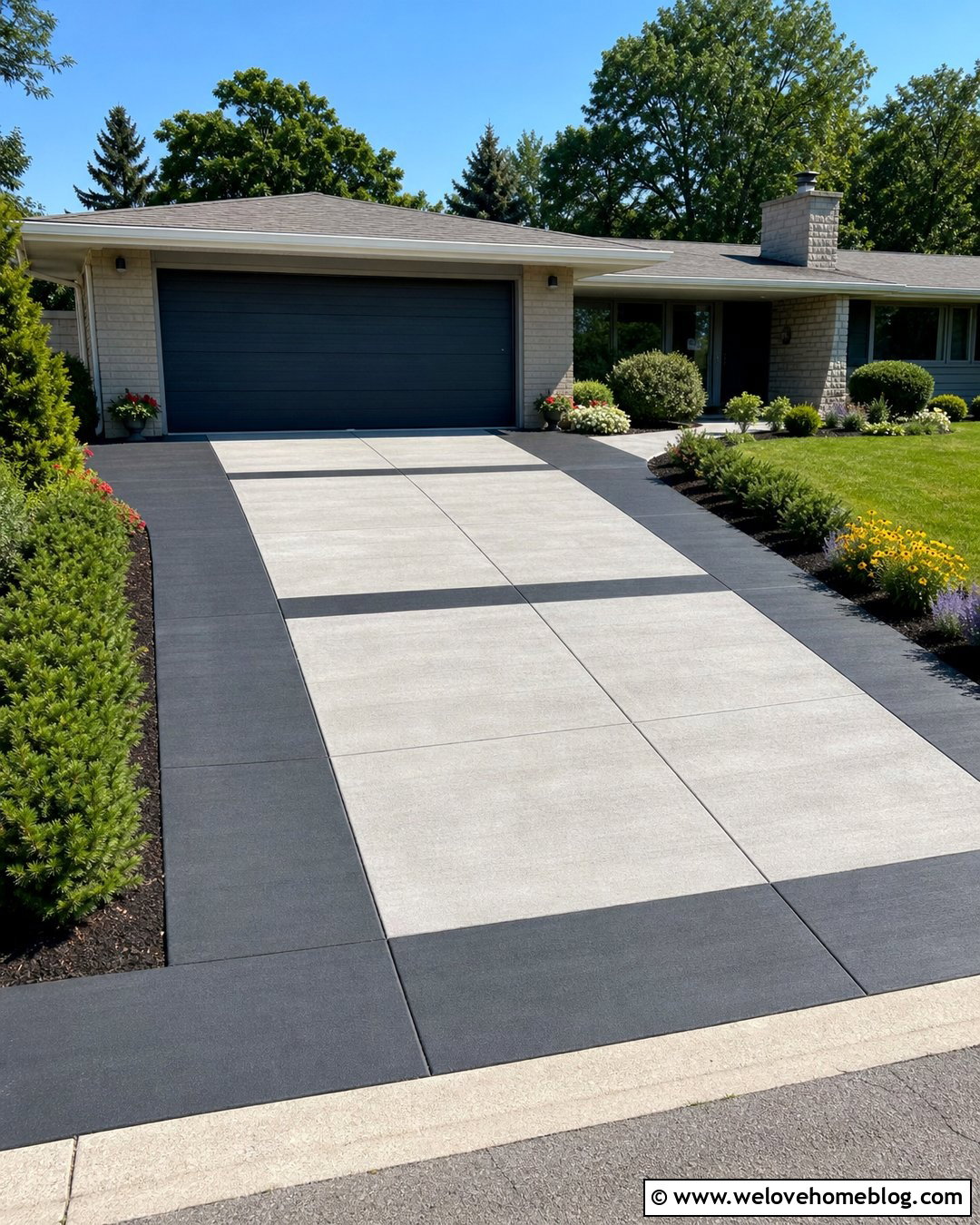 Driveway Widening With Contrasting Concrete - 30 Widening Driveway Ideas