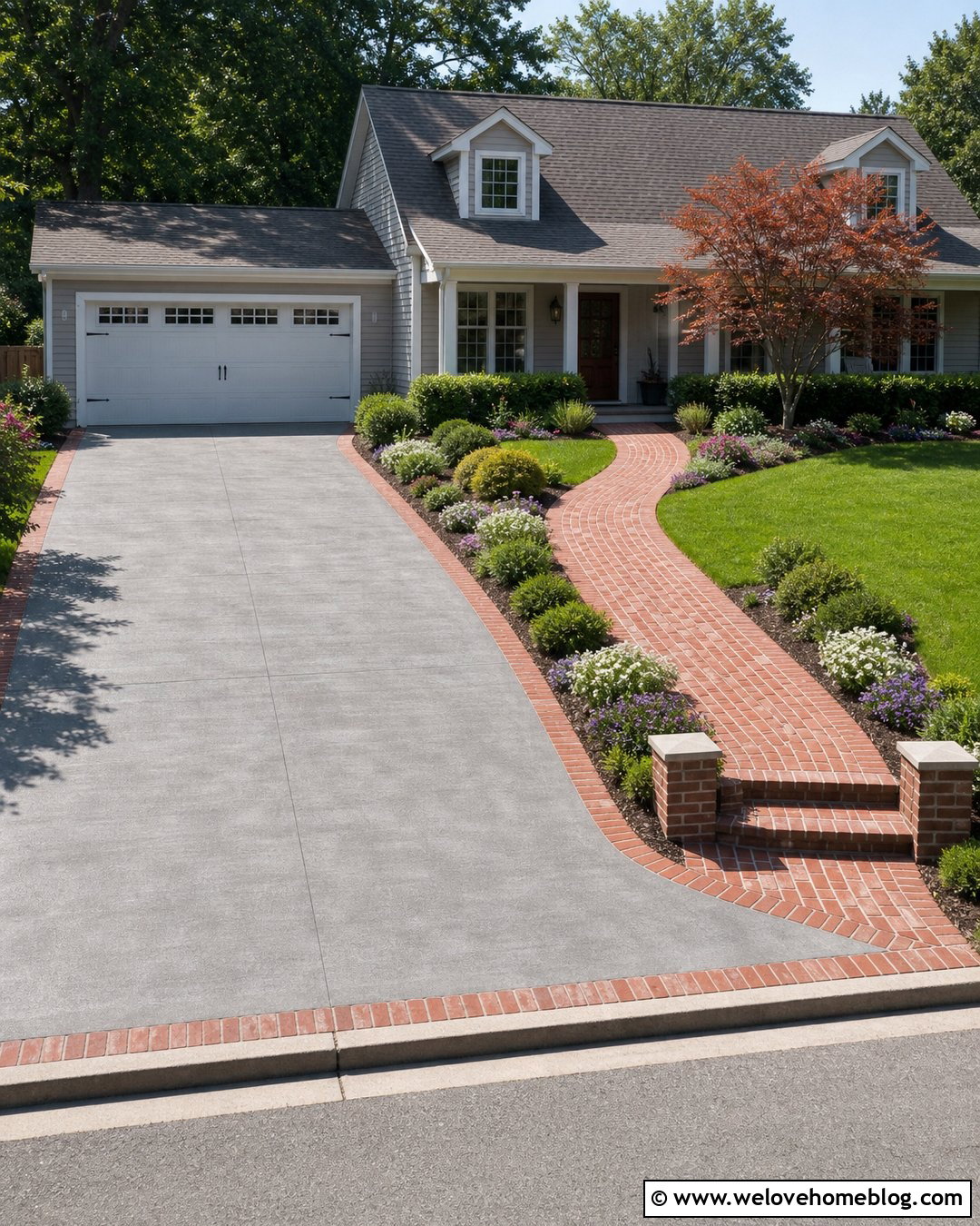 Driveway With A Clear Front Walkway - 40 Front Driveway Landscaping Ideas
