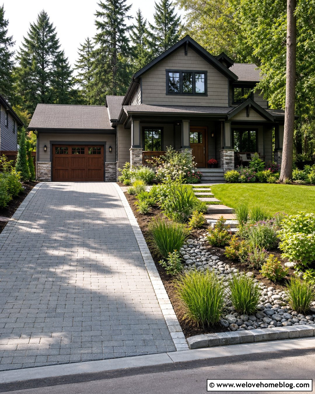 Driveway With A Front Yard Rain Garden - 20 Adding Driveway To Front Yard Ideas