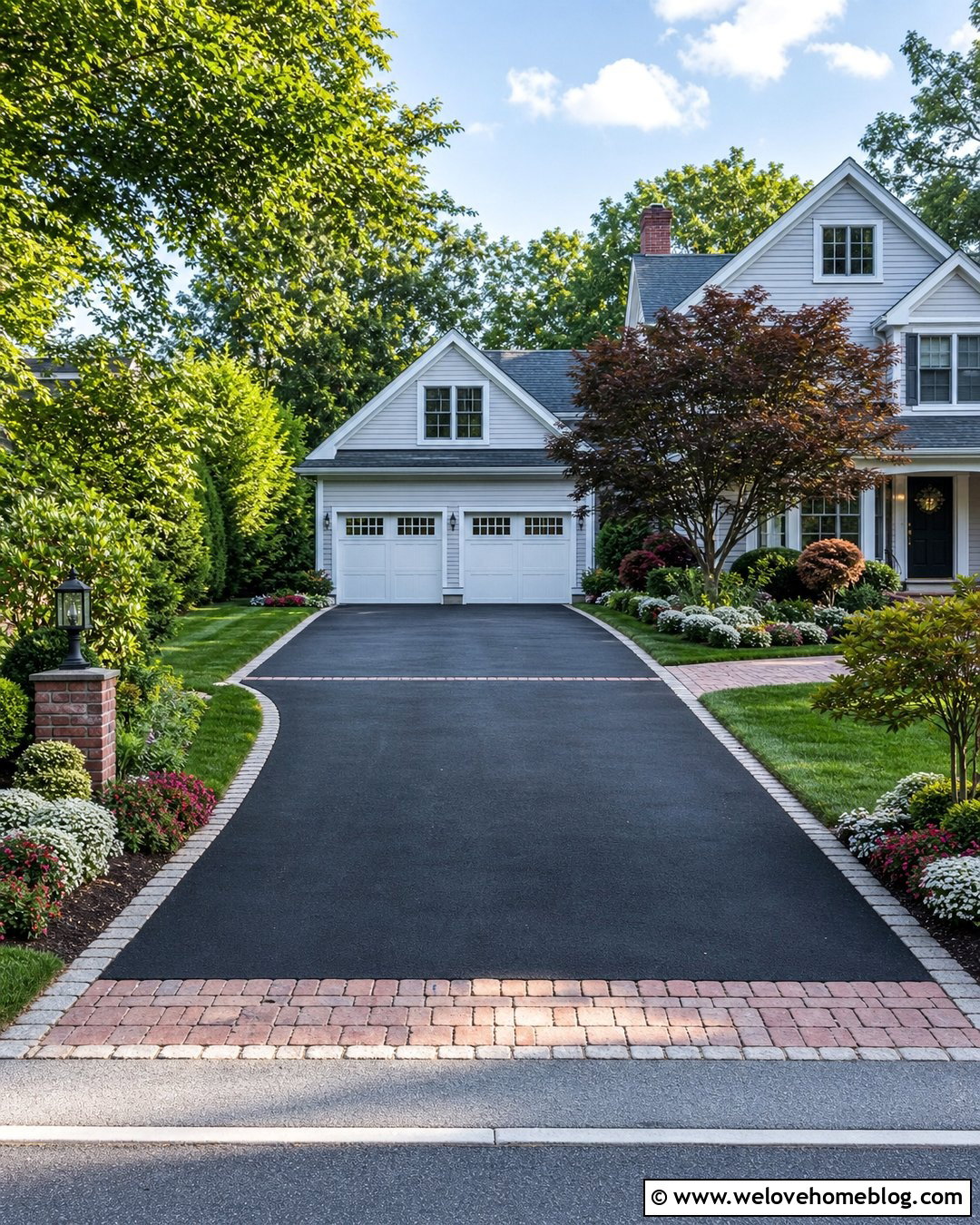 Driveway With A Grass And Paver Border - 40 landscaping along driveway ideas