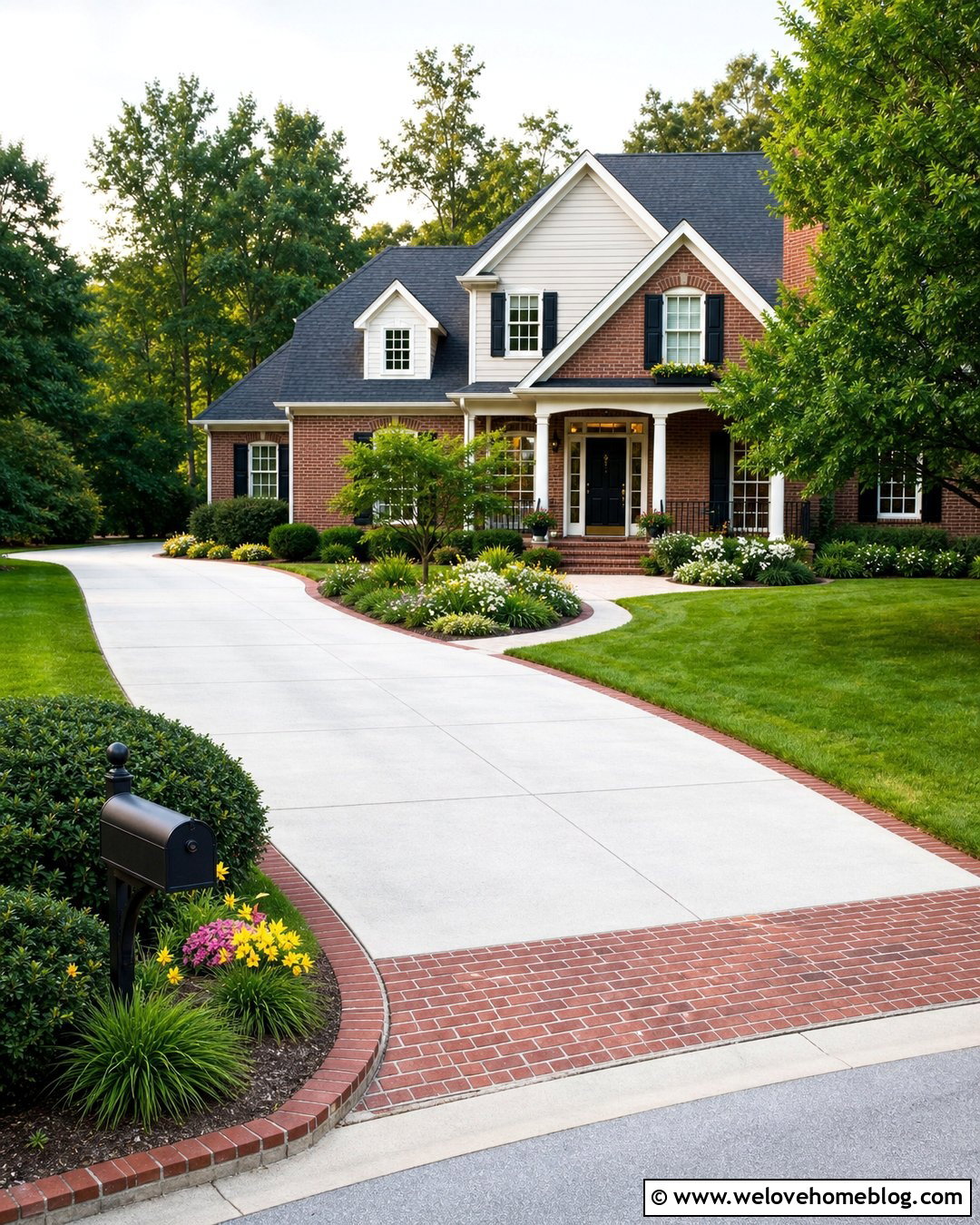 Driveway With A Mailbox Garden - 40 Front Driveway Landscaping Ideas