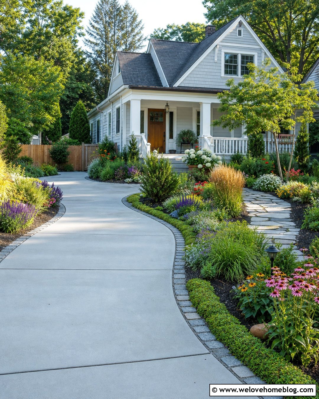 Driveway With A Mixed Perennial Border - 40 landscaping along driveway ideas