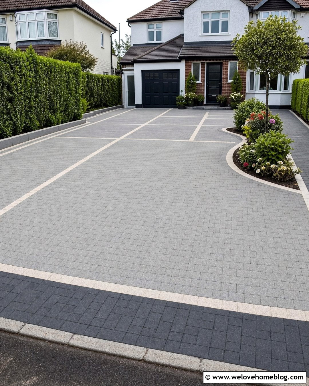 Driveway With A Paved Parking Bay - 30 driveway uk ideas