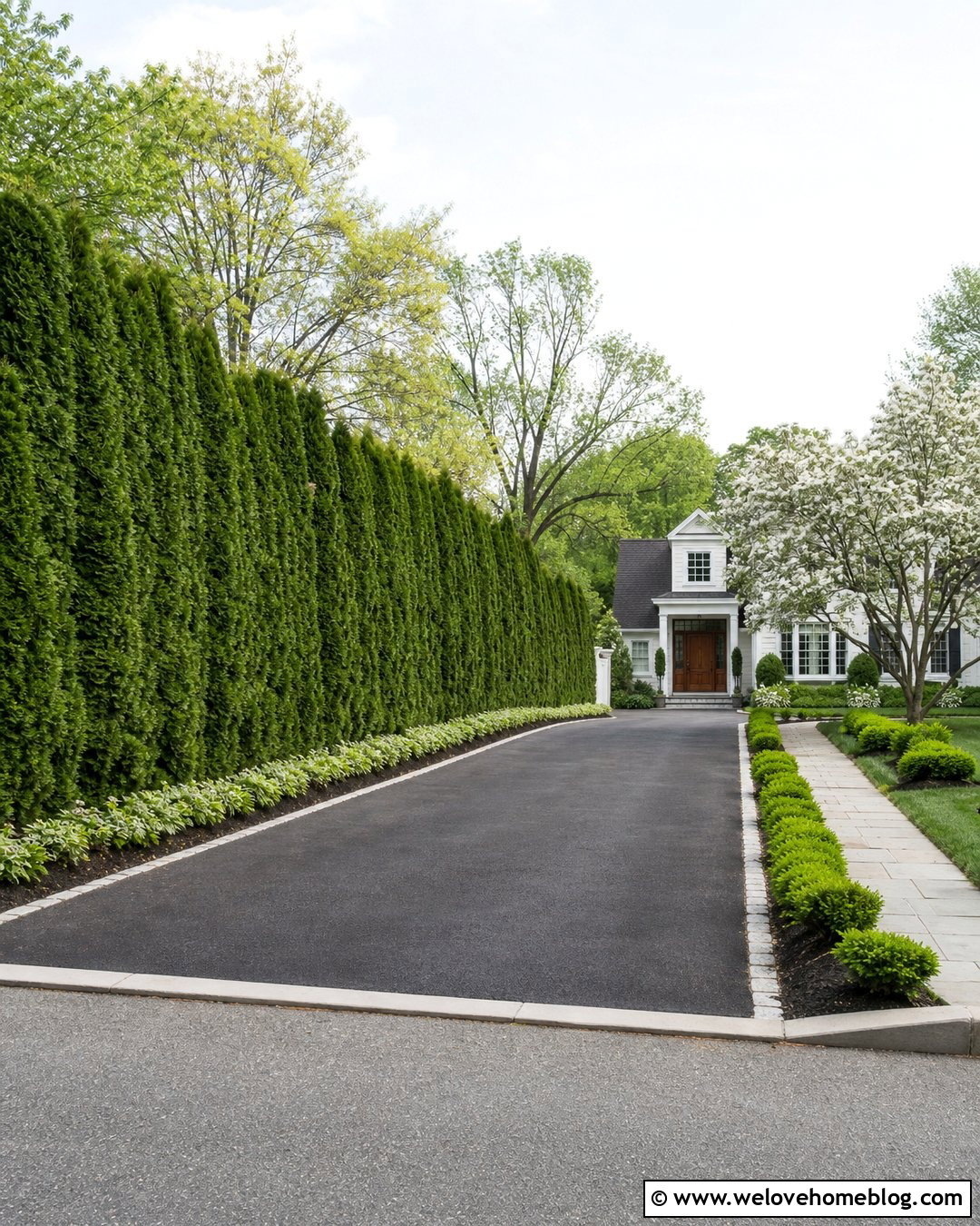 Driveway With A Privacy Hedge Border - 40 landscaping along driveway ideas