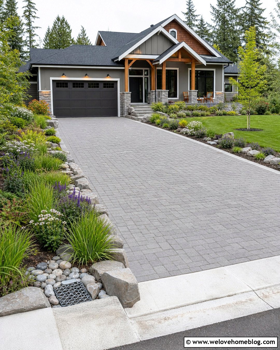 Driveway With A Rain Garden Border - 20 driveway landscaping curb appeal ideas