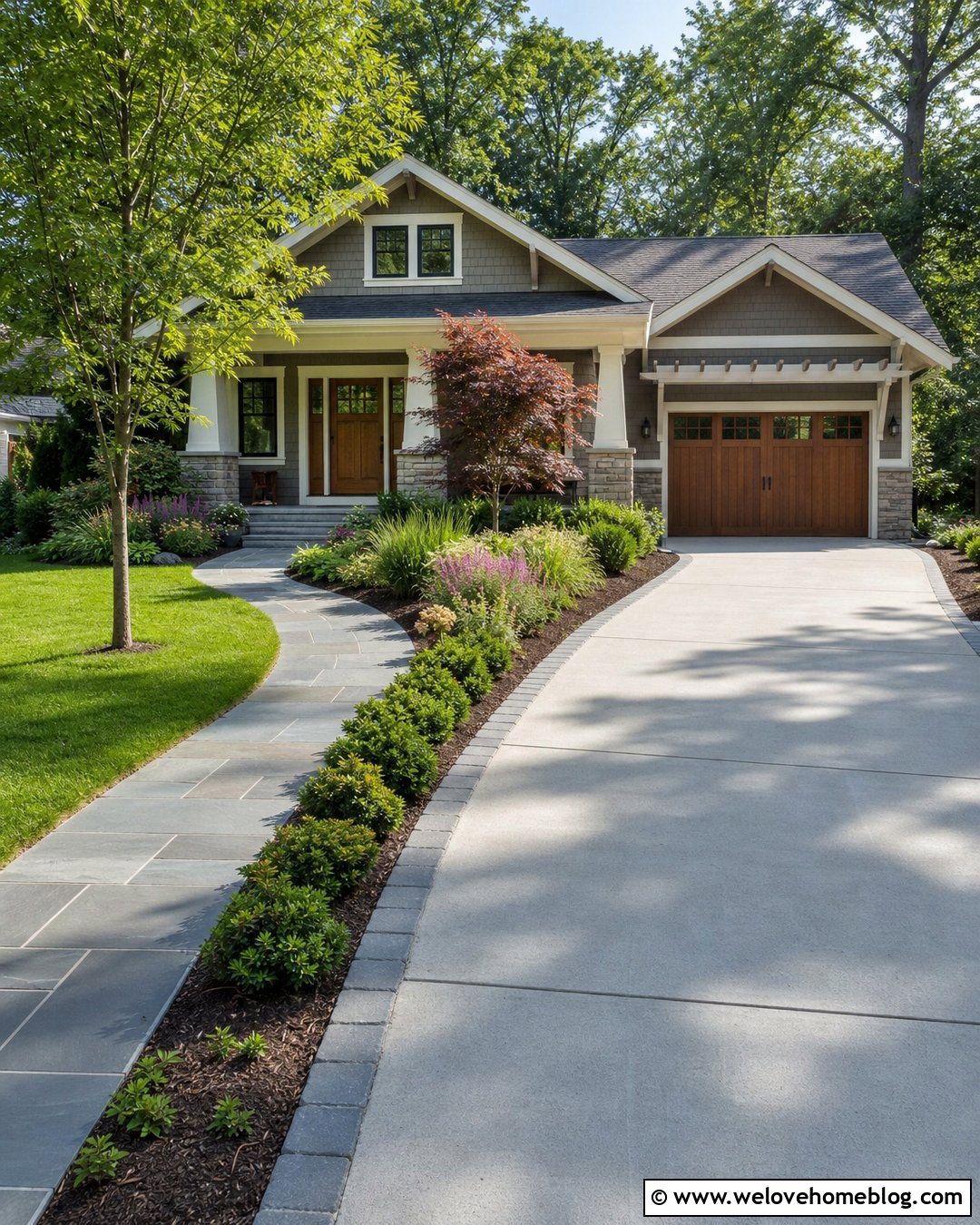 Driveway With A Separated Front Walkway - 20 driveway landscaping curb appeal ideas
