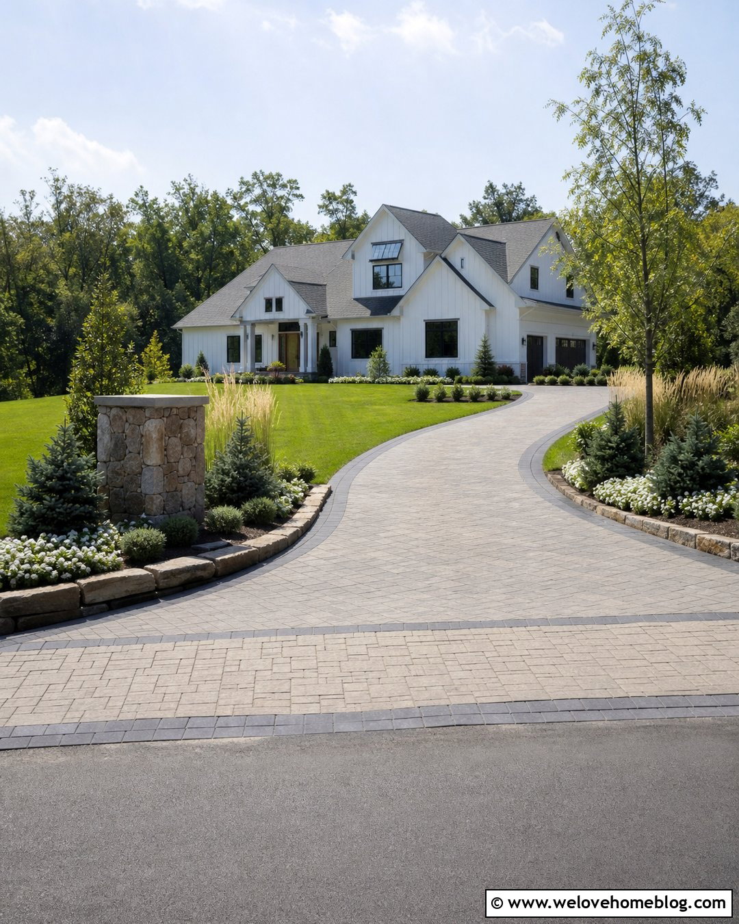 Driveway With Address Sign Landscaping - 50 Driveway Landscaping Ideas