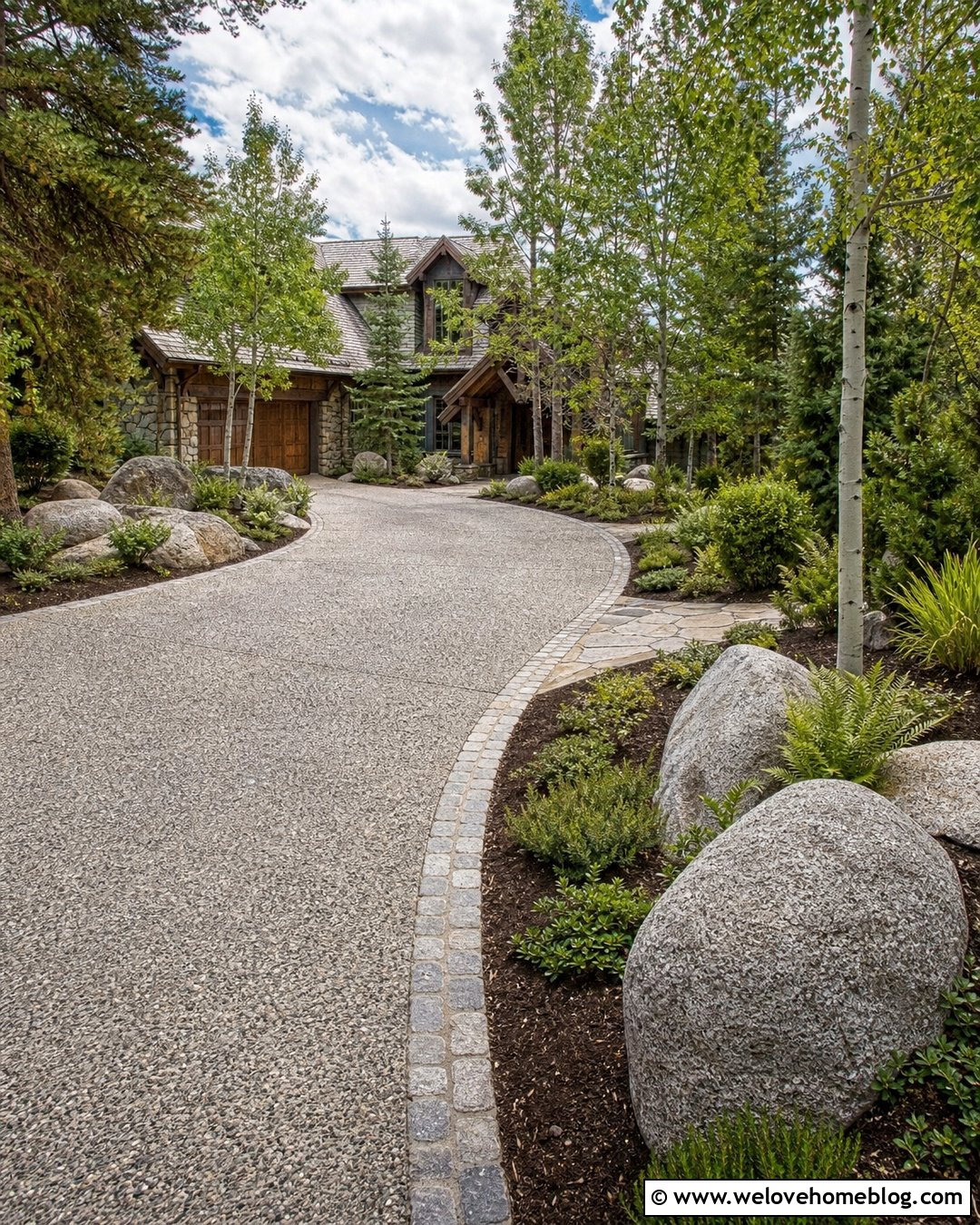 Driveway With Boulder Landscaping - 50 Driveway Landscaping Ideas