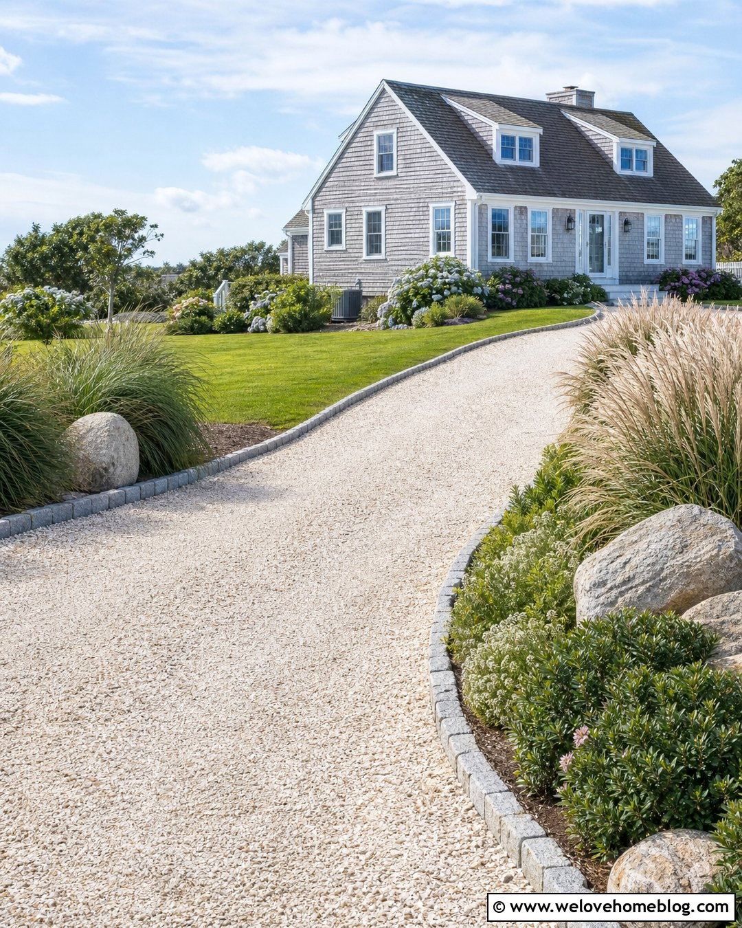 Driveway With Coastal Landscaping - 50 Driveway Landscaping Ideas