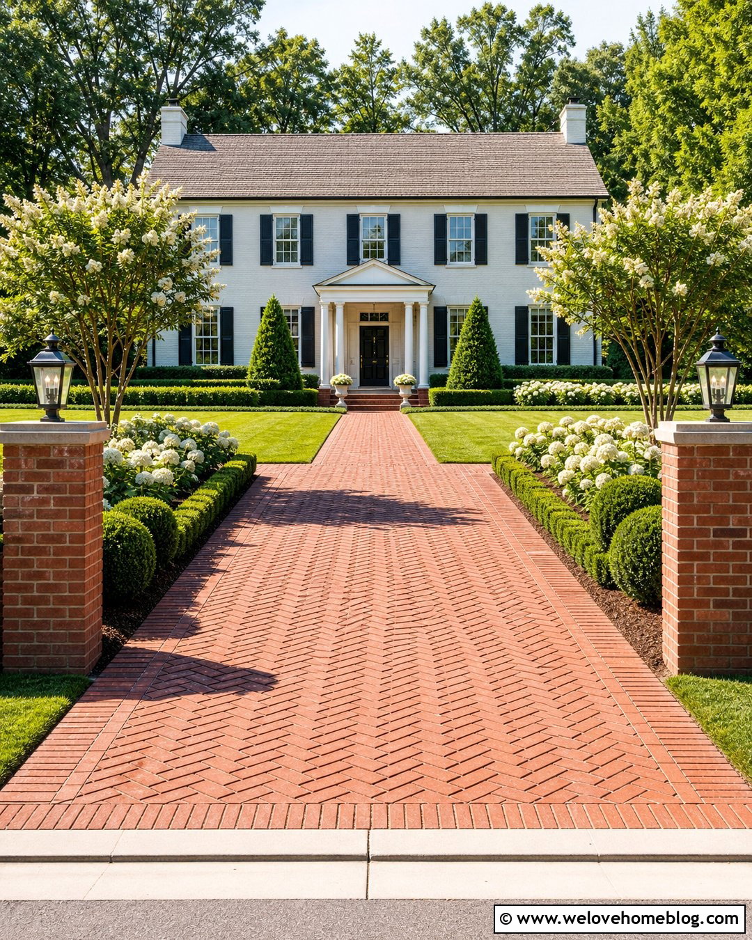 Driveway With Colonial Symmetry - 50 Driveway Ideas