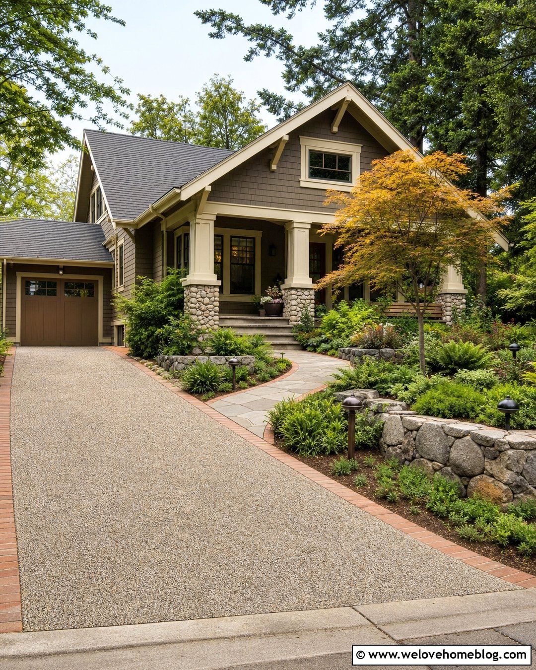 Driveway With Craftsman Front Garden - 40 driveway front garden ideas