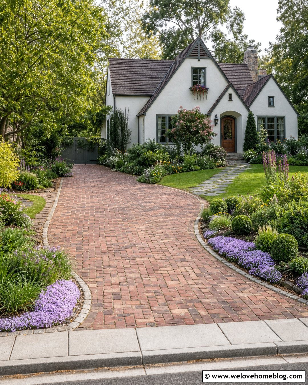 Driveway With Creeping Ground Cover Edging - 40 landscaping along driveway ideas