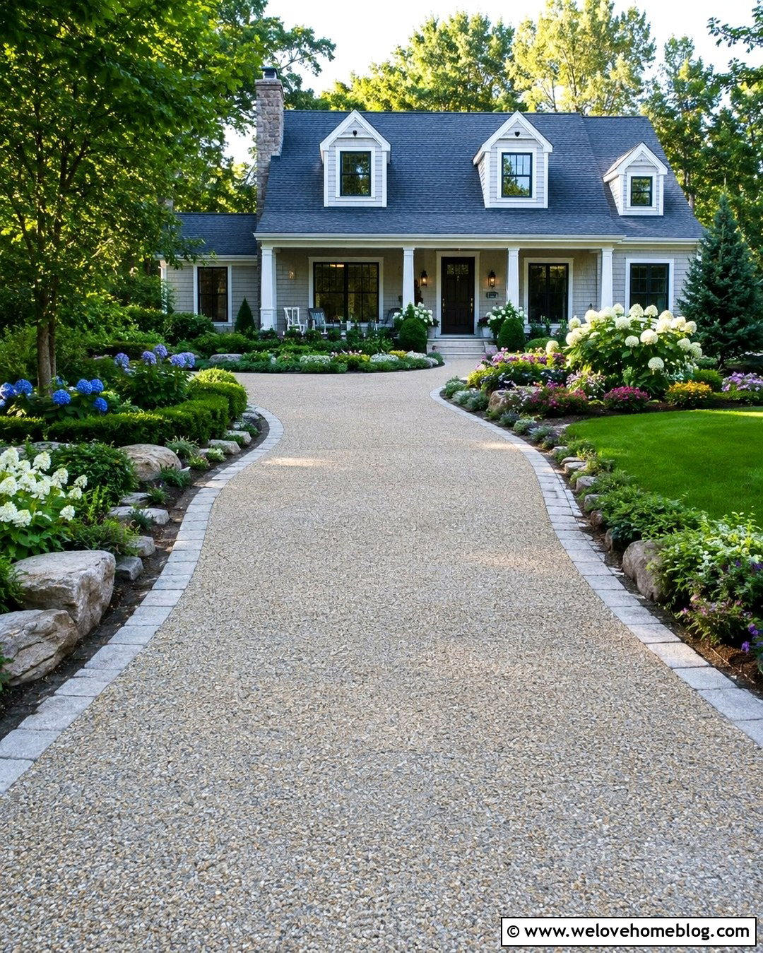 Driveway With Curved Garden Beds - 20 How To Enhance Driveway Curb Appeal Ideas