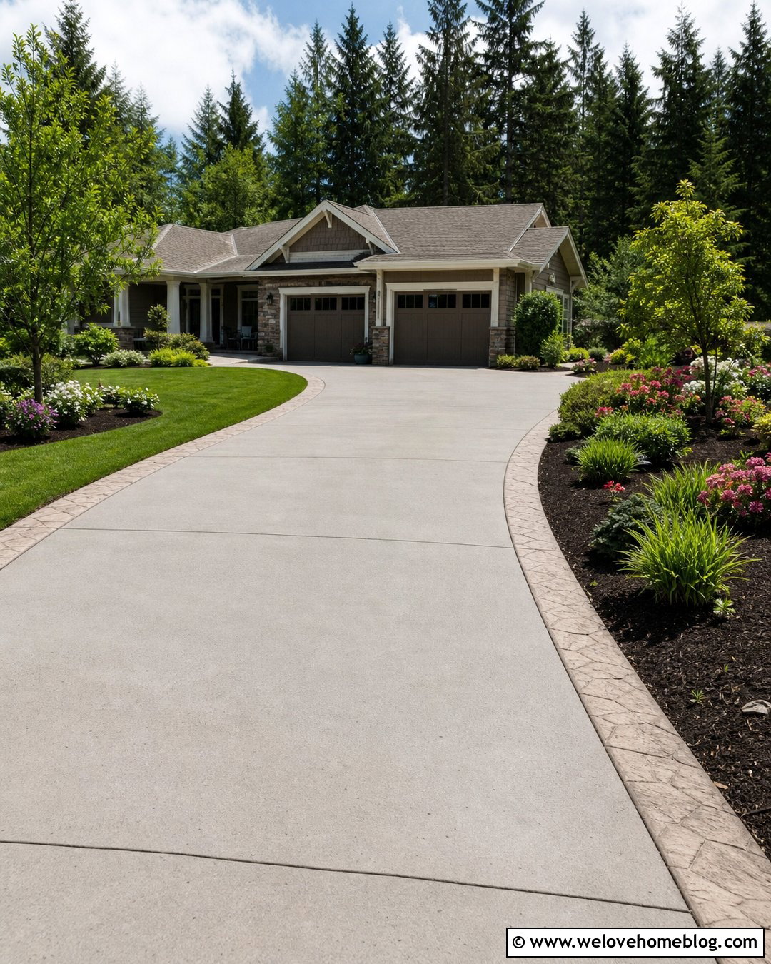 Driveway With Decorative Concrete Curb - 25 Driveway Curb Ideas