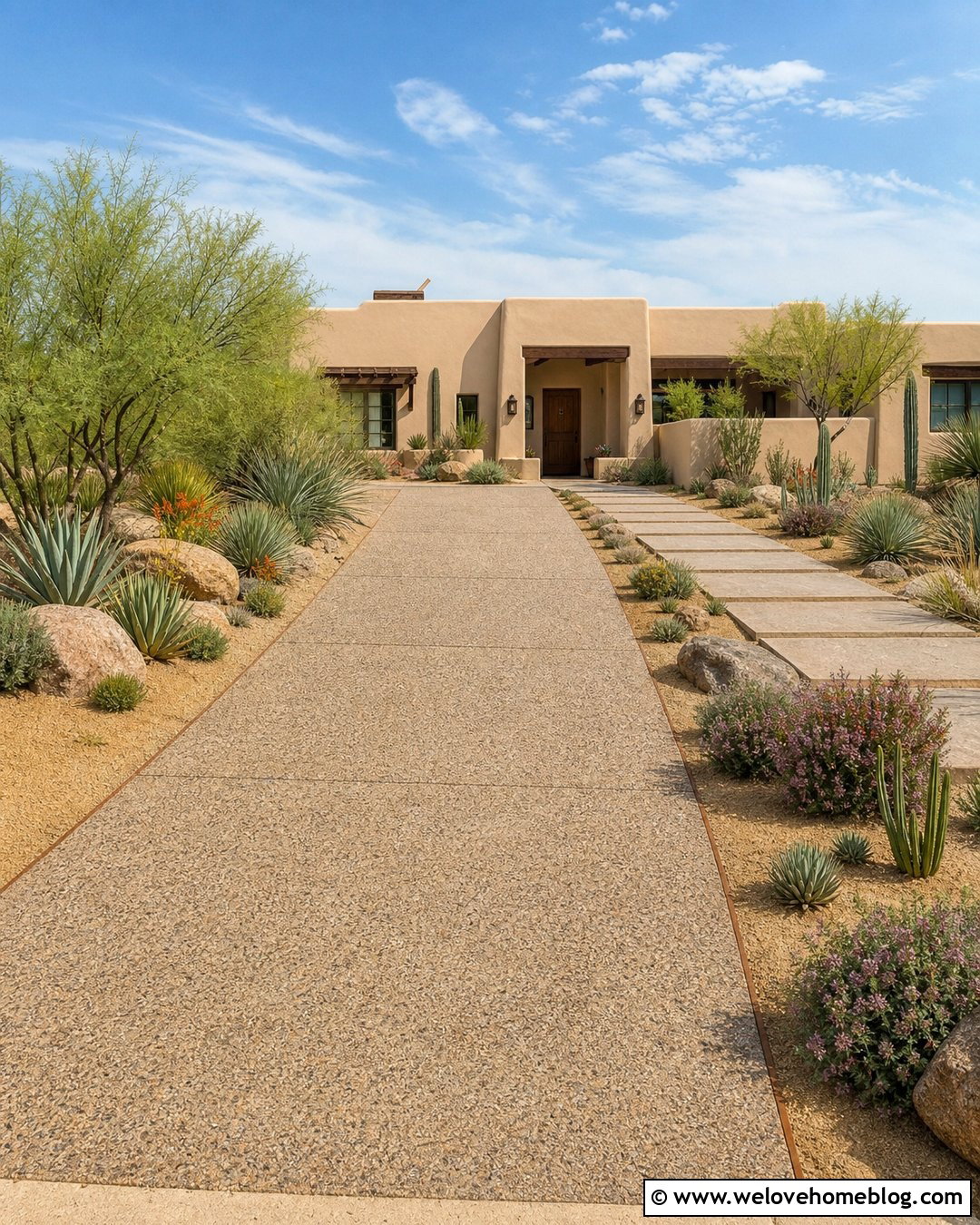 Driveway With Desert Front Garden - 40 driveway front garden ideas