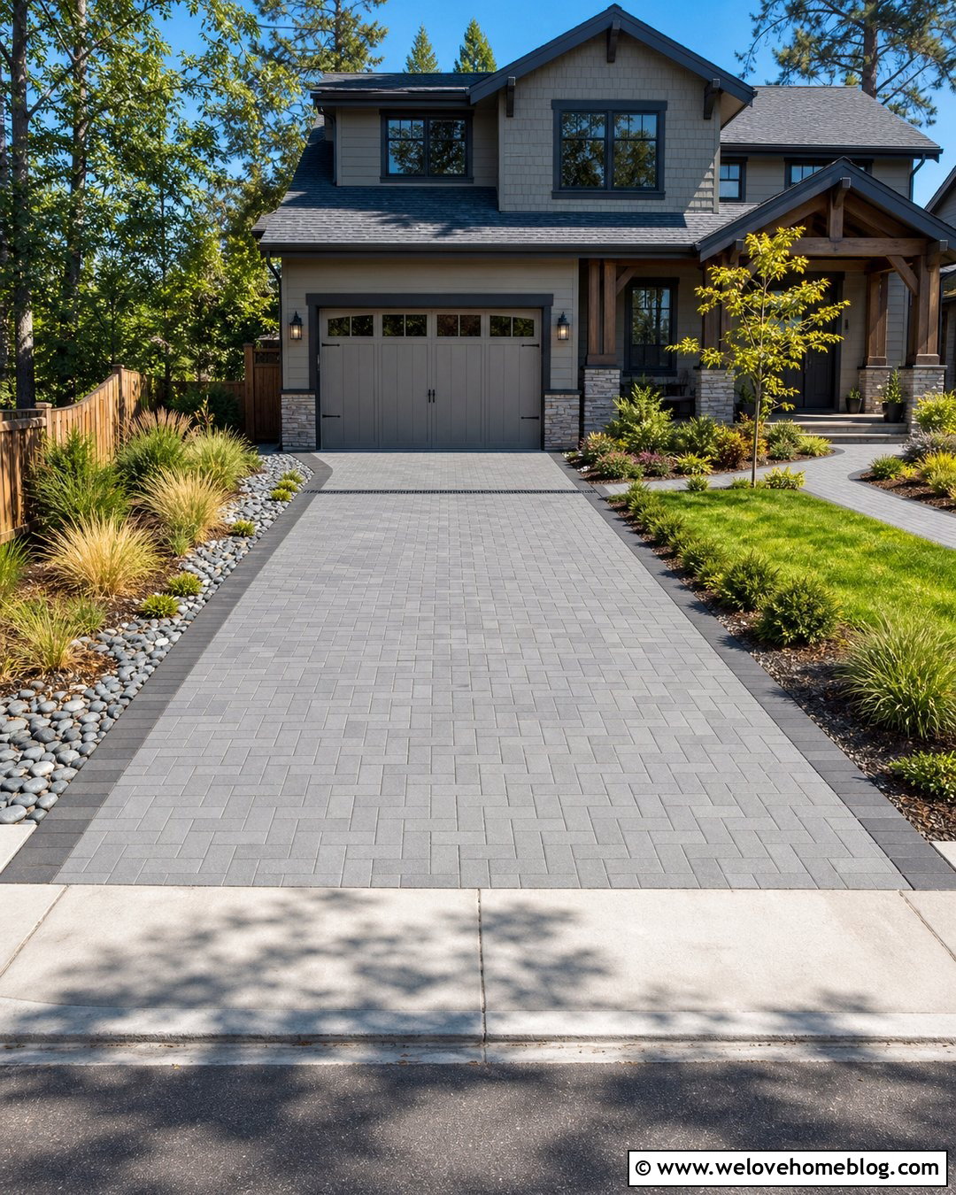 Driveway With Drainage Channel - 25 Driveway Paving Design Ideas