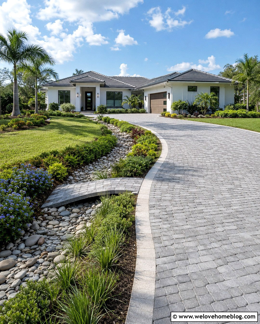Driveway With Drainage Swale And Groundcover - 20 florida driveway landscaping ideas