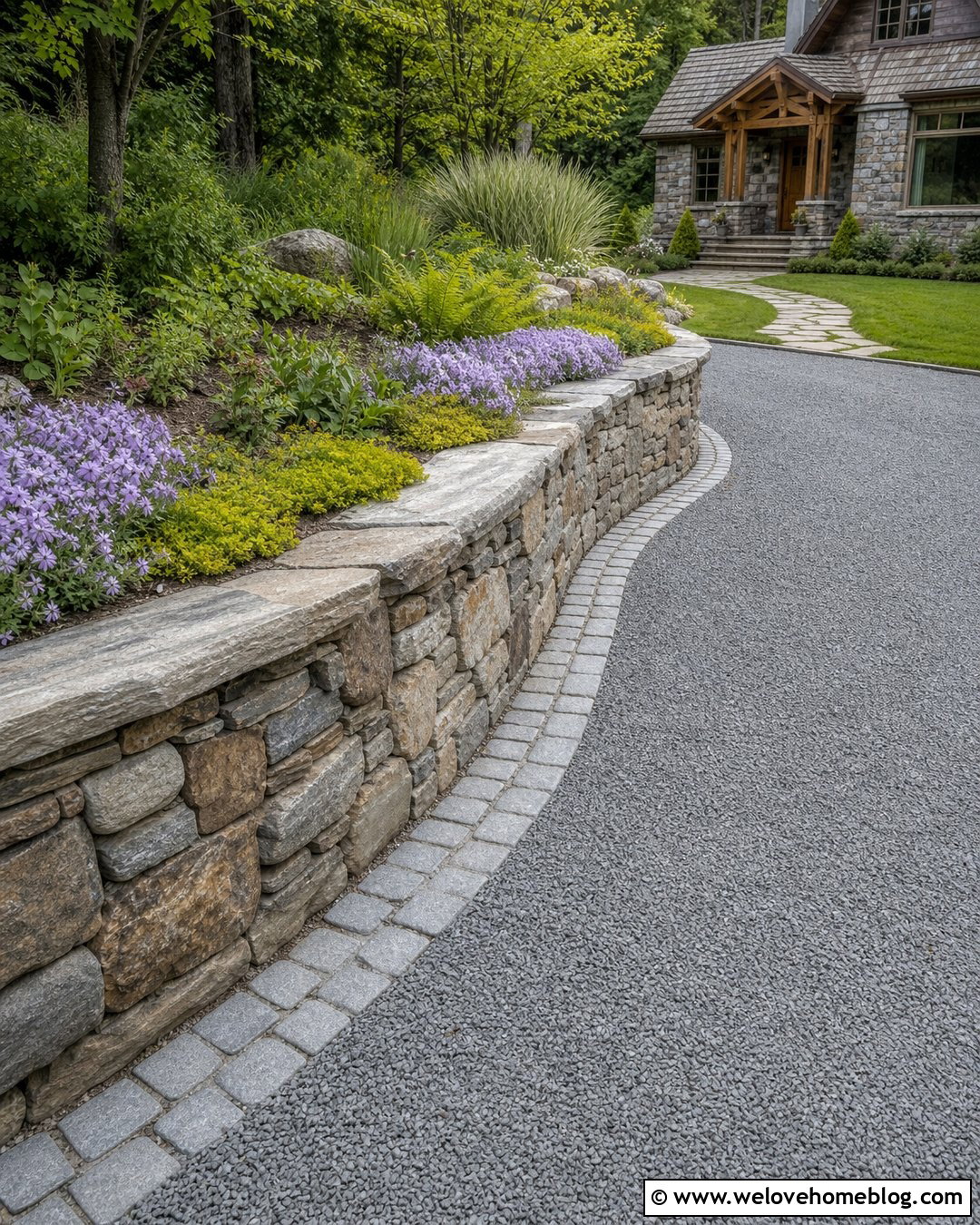 Driveway With Dry Stack Retaining Wall - 25 Driveway With Retaining Wall Ideas