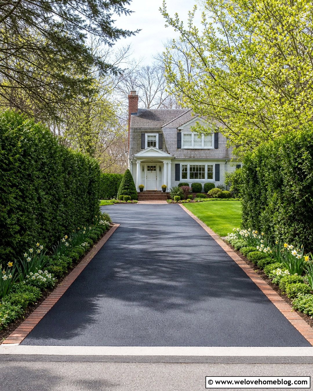 Driveway With Evergreen Hedge Borders - 40 driveway front garden ideas