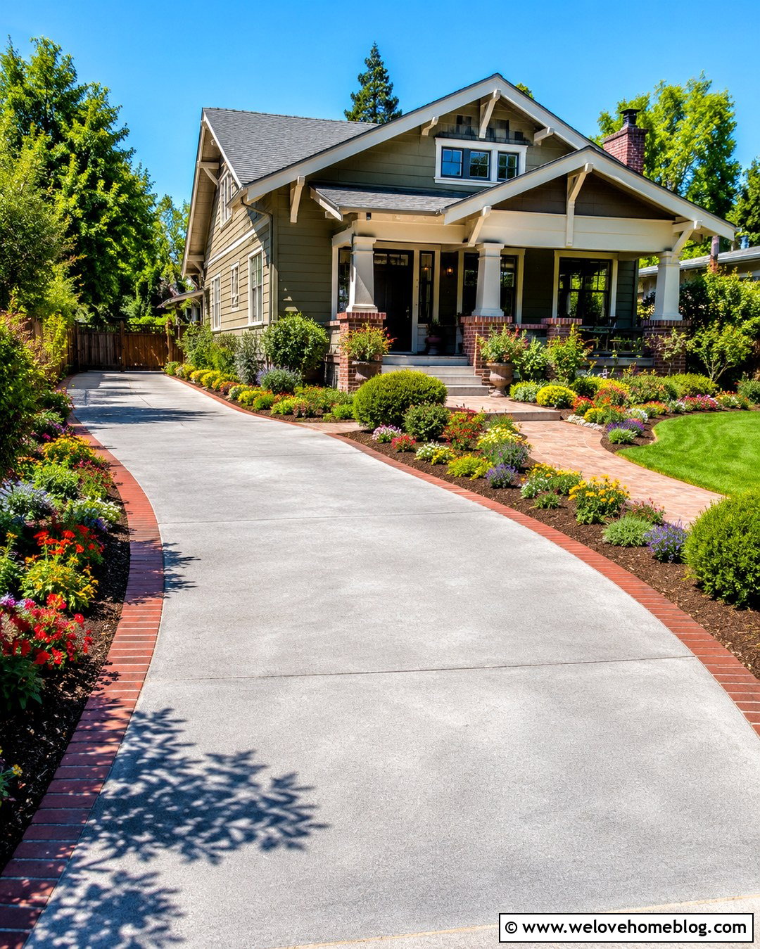 Driveway With Flower Bed Lining