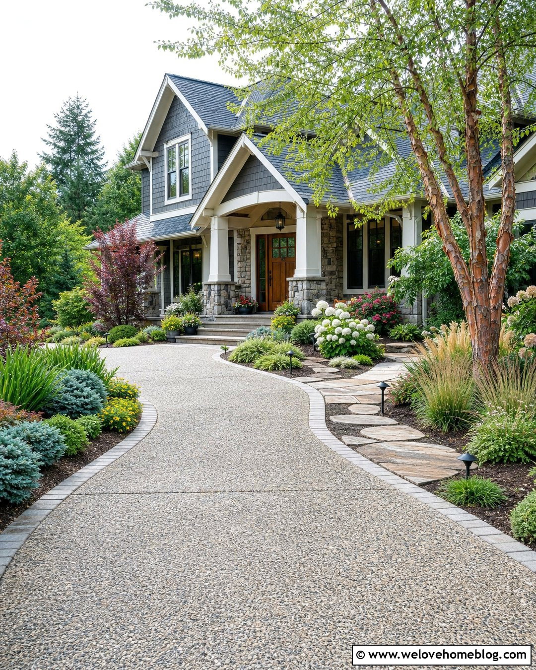 Driveway With Four Season Front Garden - 40 driveway front garden ideas
