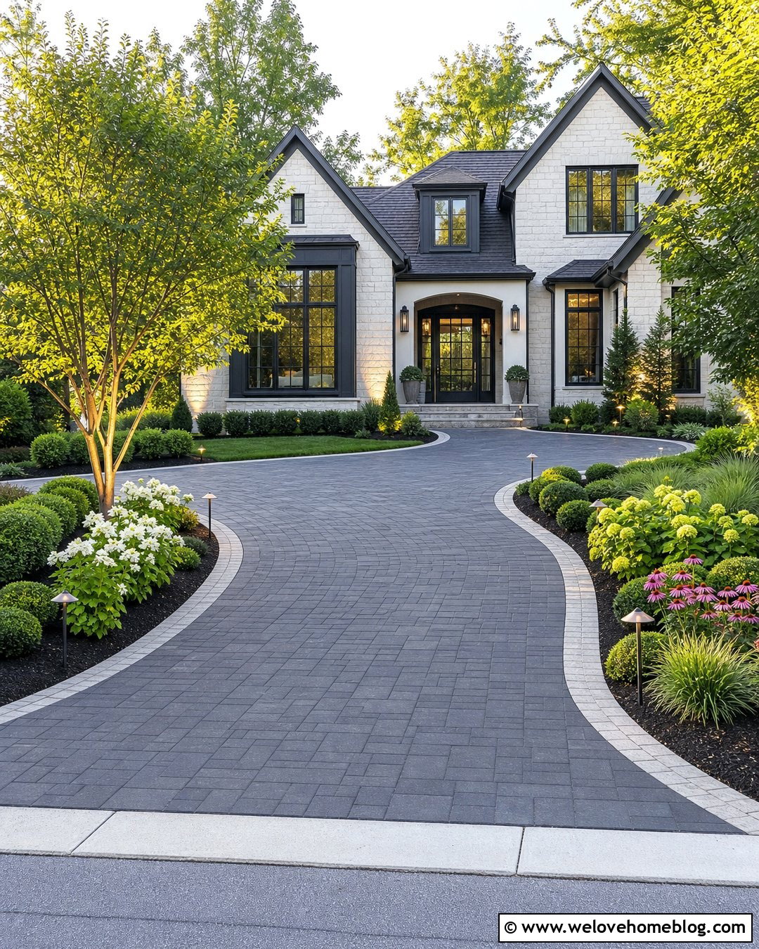 Driveway With Front Garden Lighting - 40 driveway front garden ideas