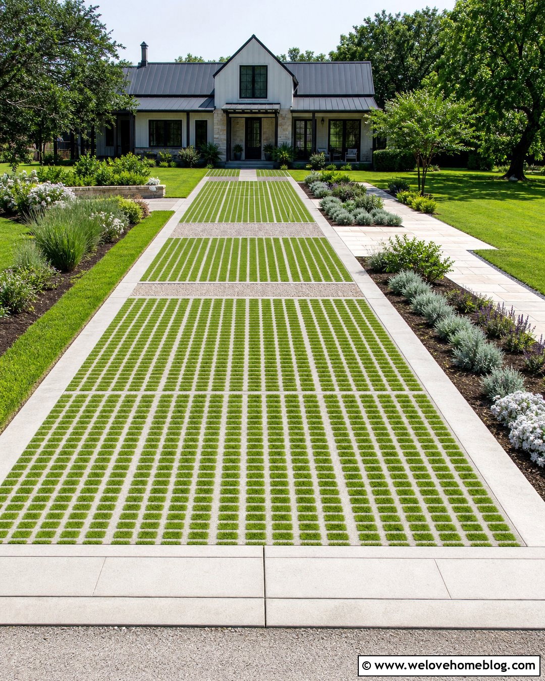 Driveway With Grass Paver Front Garden - 40 driveway front garden ideas