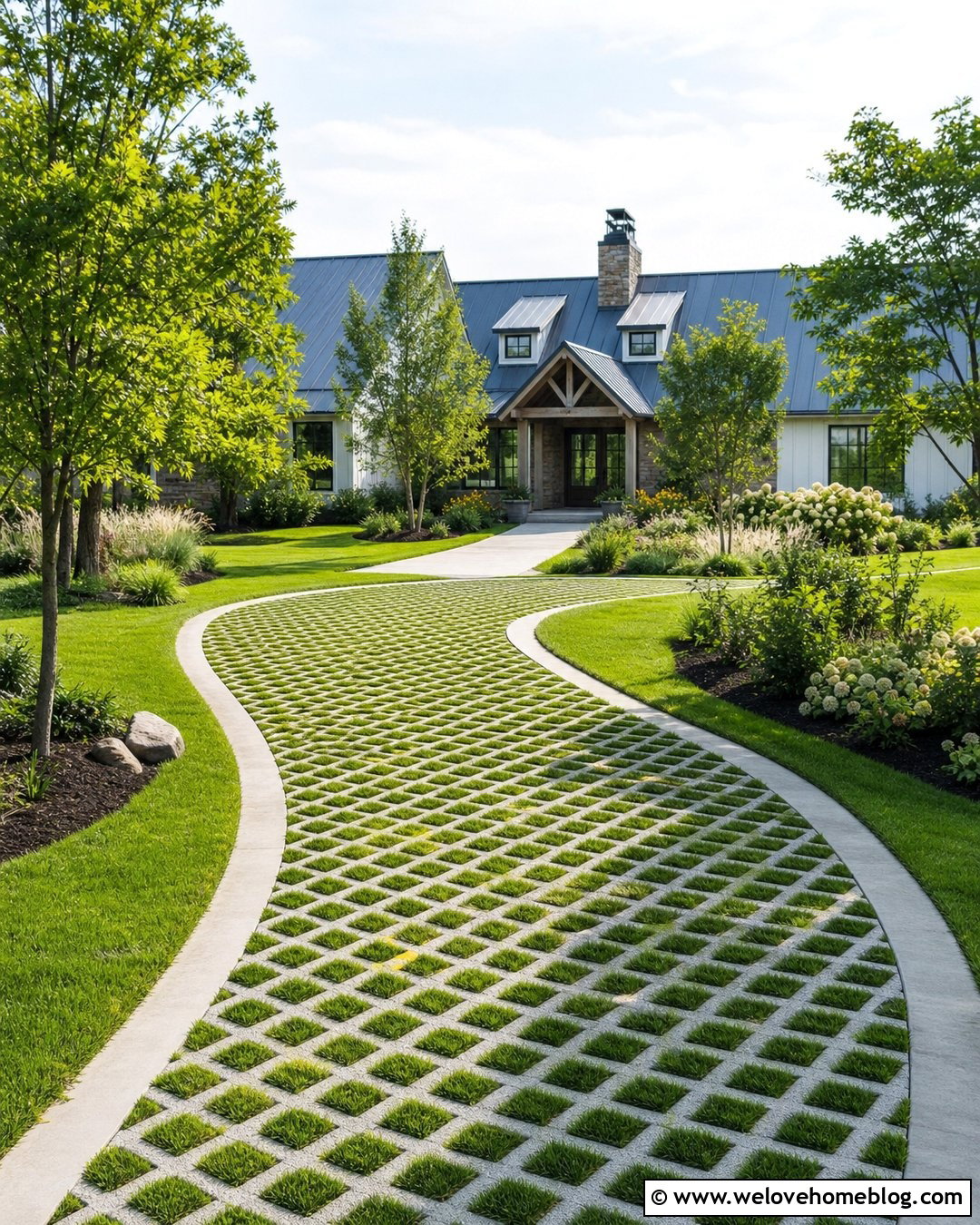 Driveway With Grass Pavers - 50 Driveway Ideas