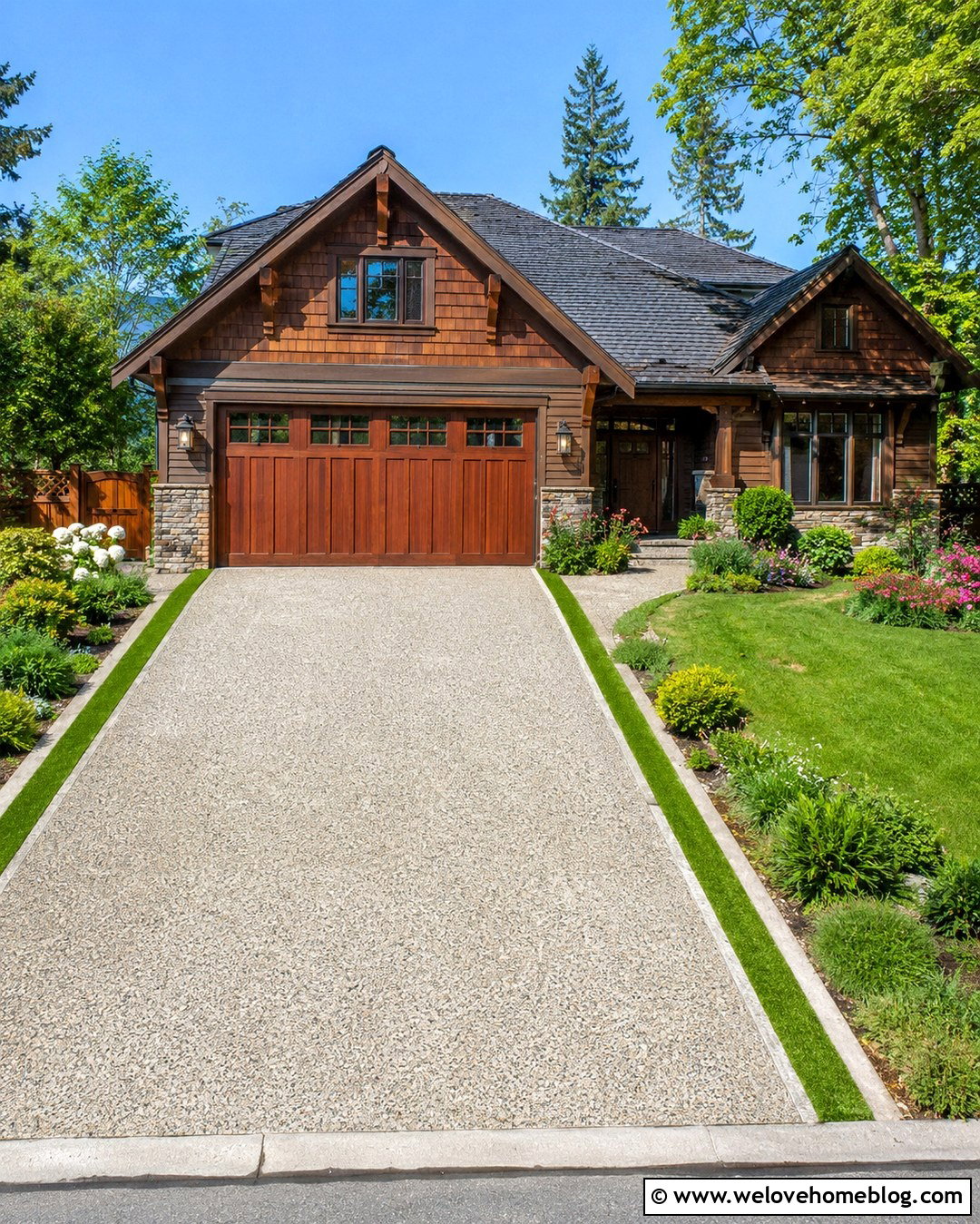 Driveway With Grass Strip Lining - 20 Lining Driveway Ideas