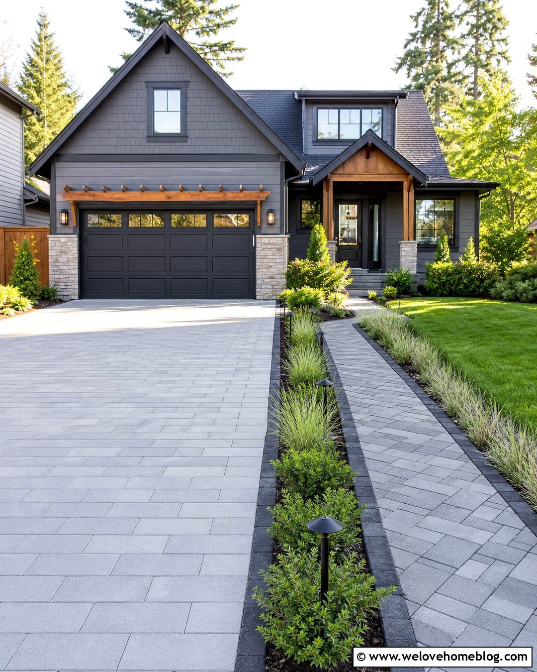 Driveway With Integrated Walkway - 45 Driveway Design Ideas
