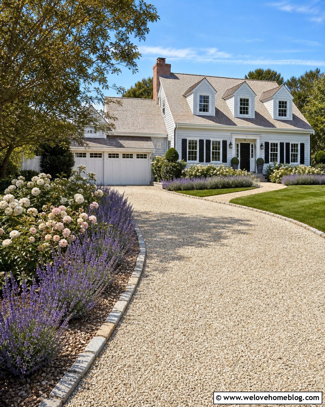 Driveway With Lavender And Roses - 20 lavendar border driveway ideas