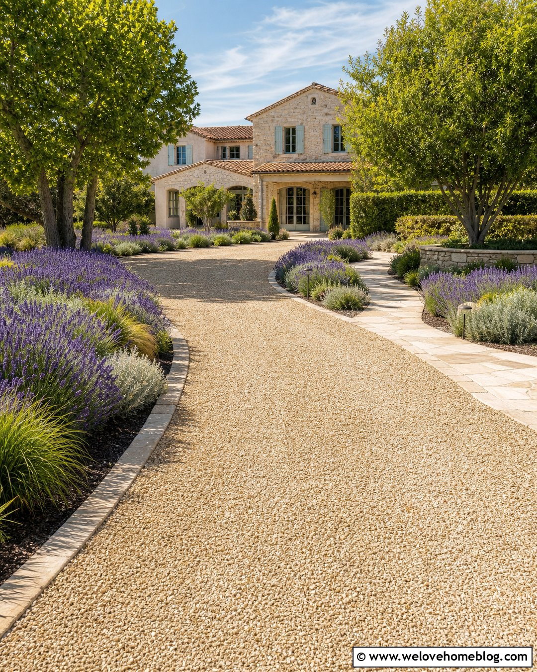 Driveway With Lavender Garden Borders - 40 driveway front garden ideas