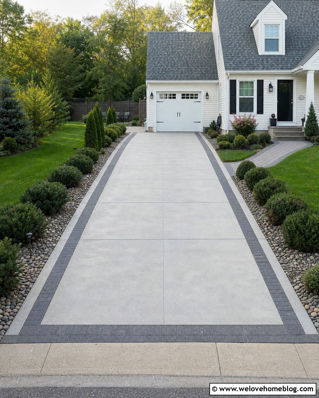 Driveway With Low Maintenance Evergreen Borders - 40 landscaping along driveway ideas