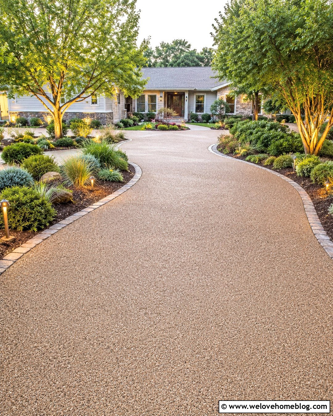 Driveway With Low Voltage Landscape Lighting - 20 Creative Driveway Landscaping Tips Ideas