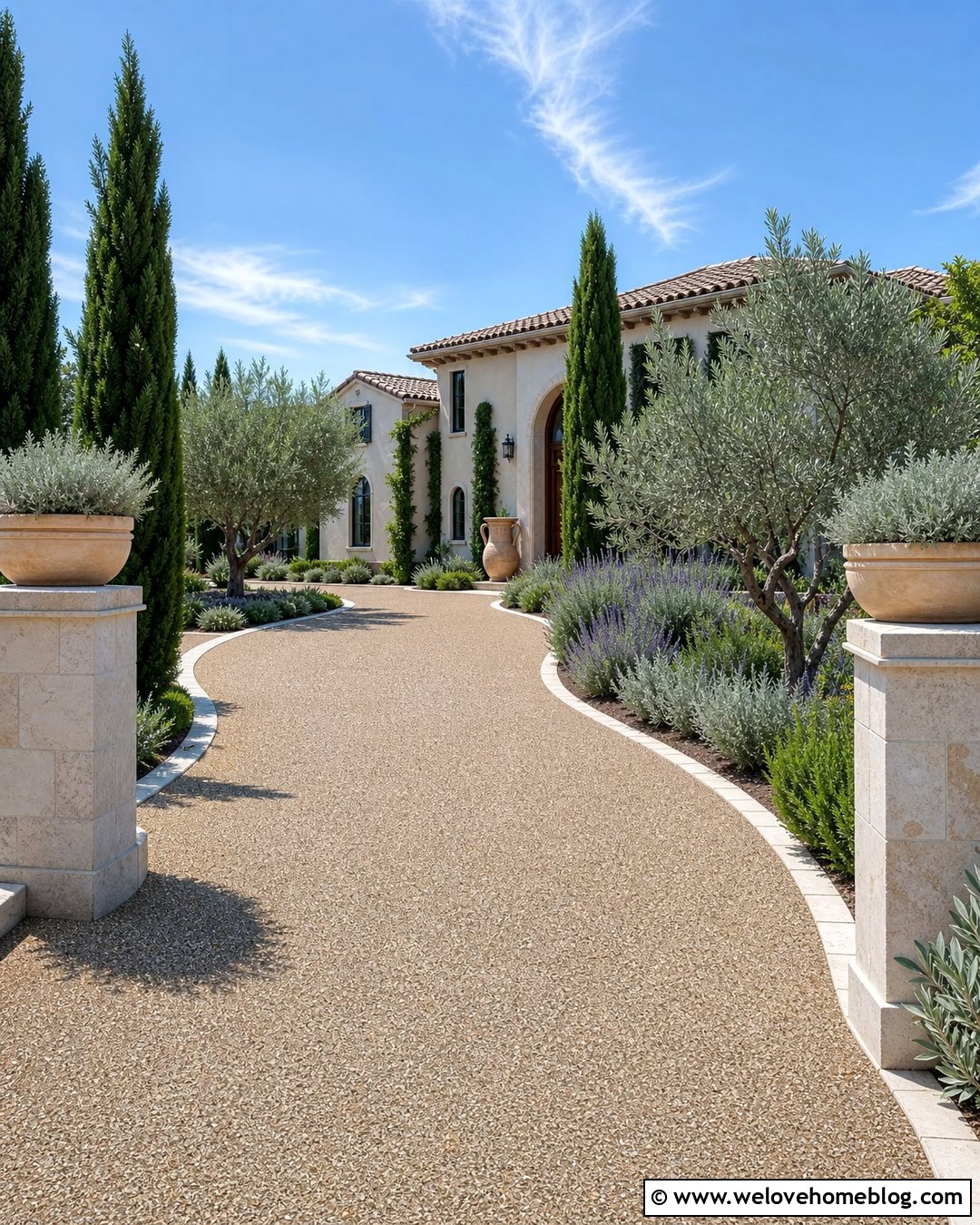 Driveway With Mediterranean Landscaping - 50 Driveway Ideas