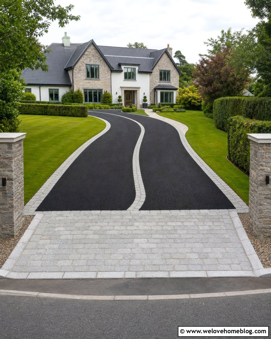 Driveway With Mixed Paving Materials - 30 driveway uk ideas