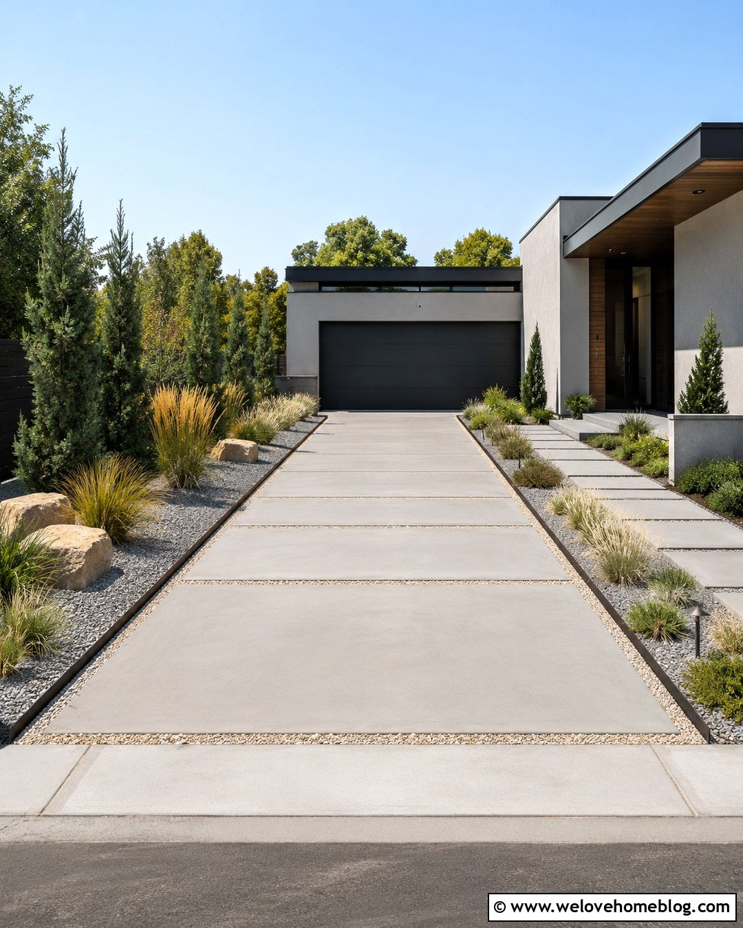 Driveway With Modern Metal Edging - 20 Driveway Decoration Ideas