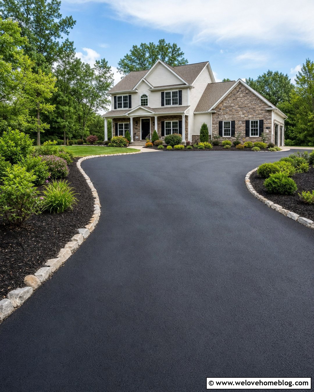 Driveway With Mulch And Shrub Borders - 40 landscaping along driveway ideas