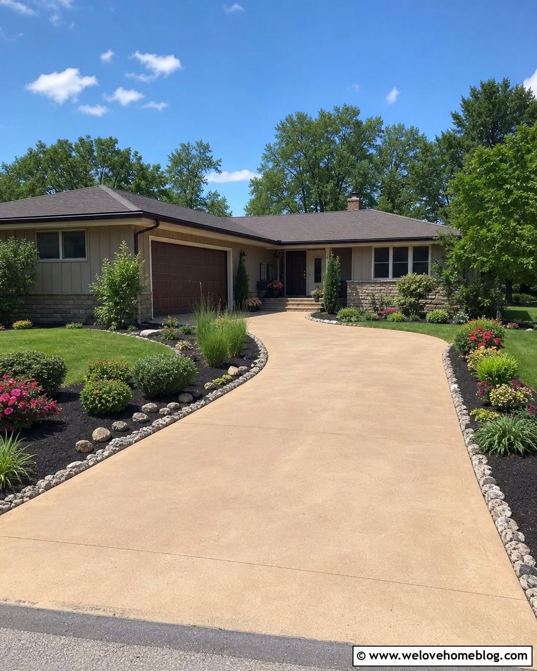 Driveway With Mulch And Shrub Borders - 20 along driveway landscaping ideas